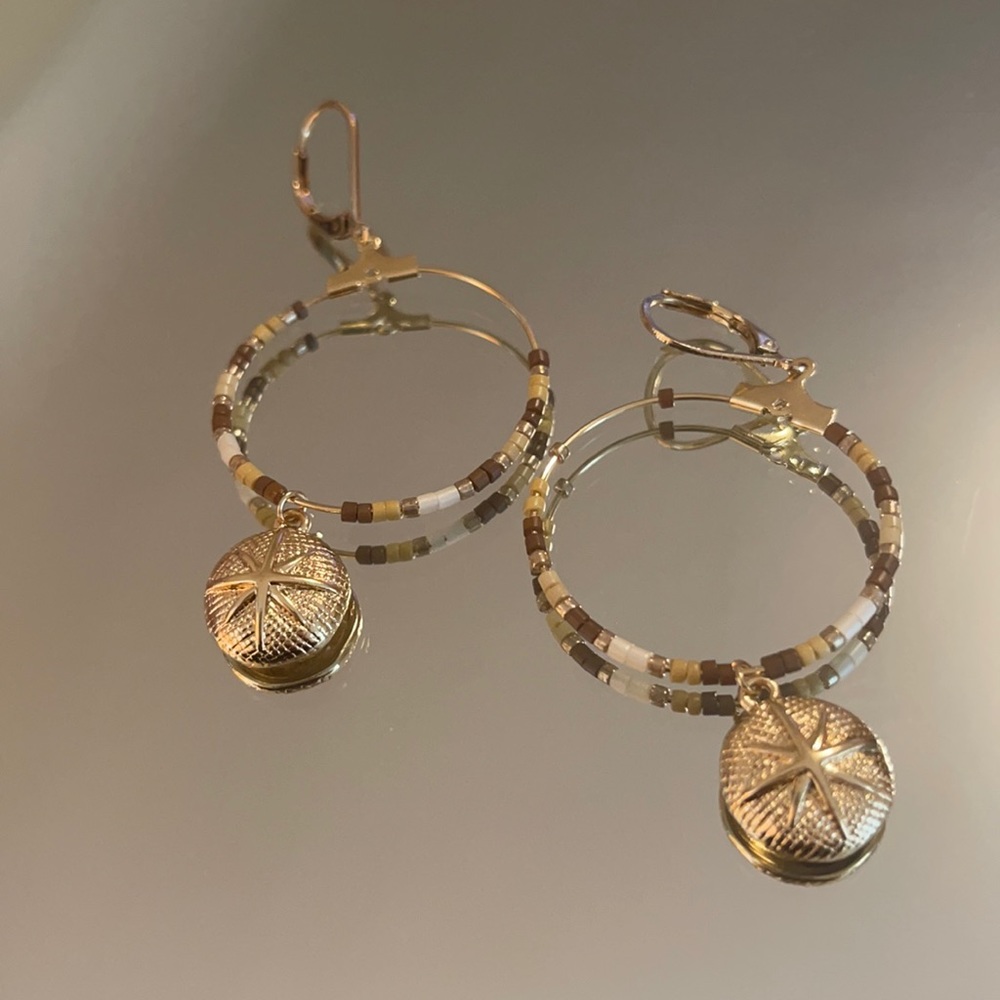 NEW: cute gold beaded earrings with charm